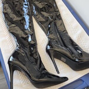 Black Patent Leather Women's Boots